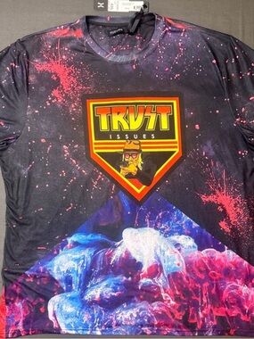 Hudson Trust Issues Galaxy Graphic Tee - Black with Red & Blue Splash